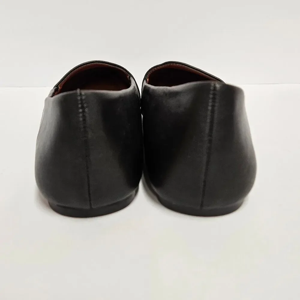 Black Faux Leather No Call Sharon Flats Padded‎ Footbed Size 10M